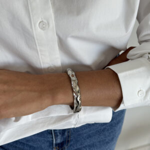 Bracelete textura orgânica prata