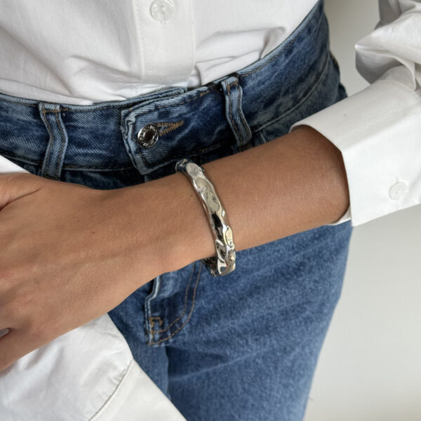 Bracelete textura orgânica prata - Imagem 2