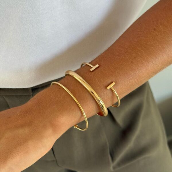 Bracelete liso e ponta de bolinha - Imagem 3