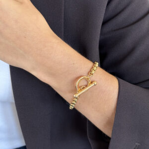 Pulseira elo fecho de bóia dourada