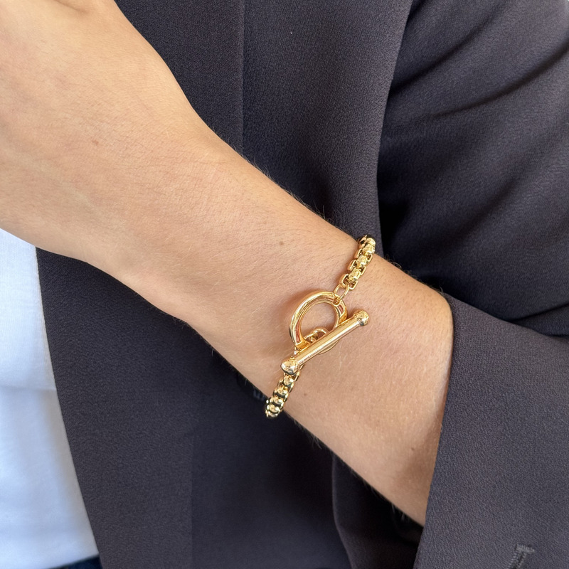 Pulseira elo fecho de bóia dourada