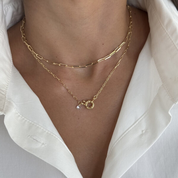 Colar elos finos com fecho bóia dourado - Imagem 2