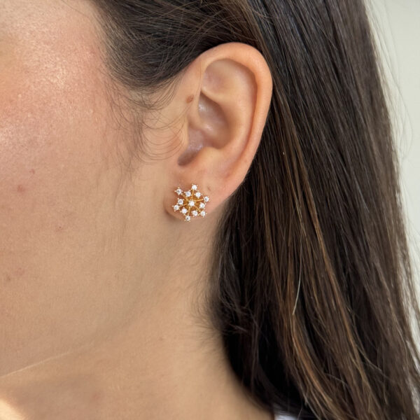 Brinco dourado chuveiro de zircônia