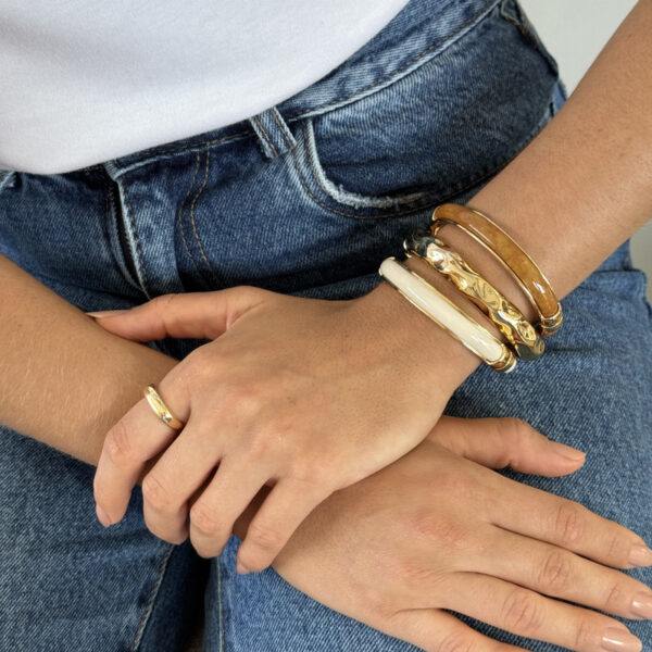 Bracelete esmaltado mescla marrom - Imagem 4