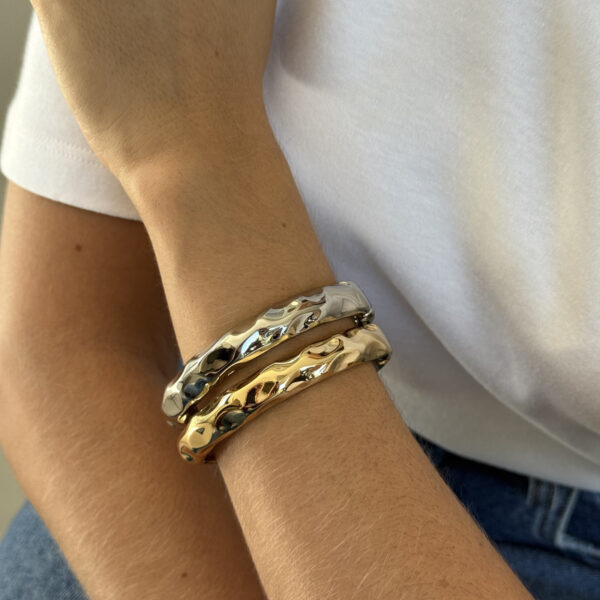 Bracelete textura orgânica prata - Imagem 4