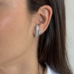 Ear hook prata cravejado