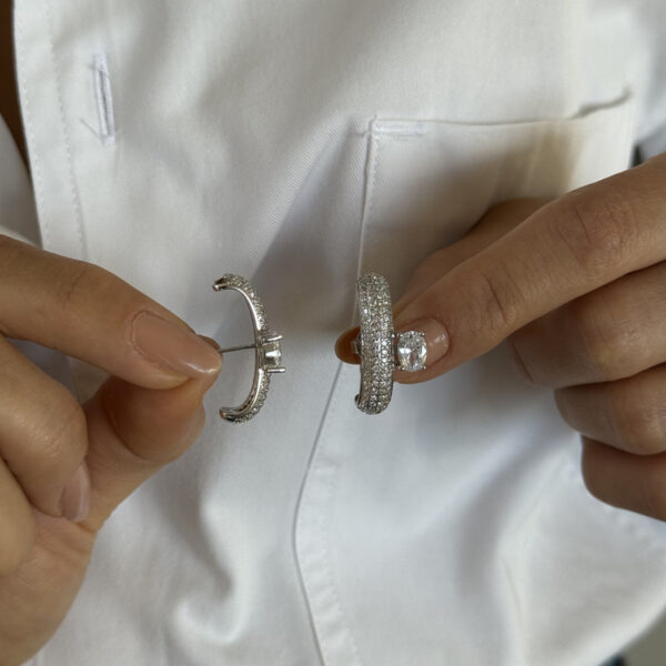 Ear hook prata cravejado - Imagem 3